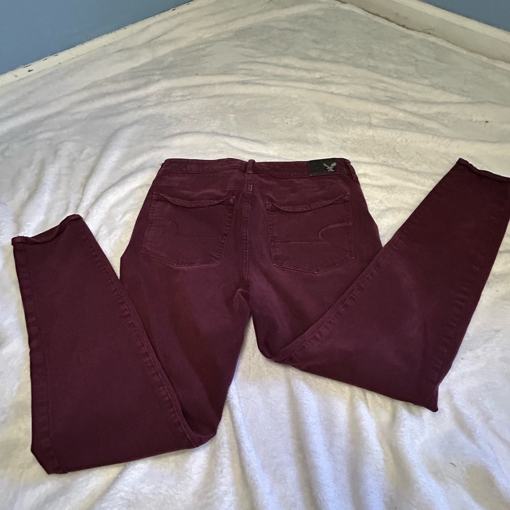 American Eagle Outfitters Burgundy Skinny Jeans - Picture 5 of 7